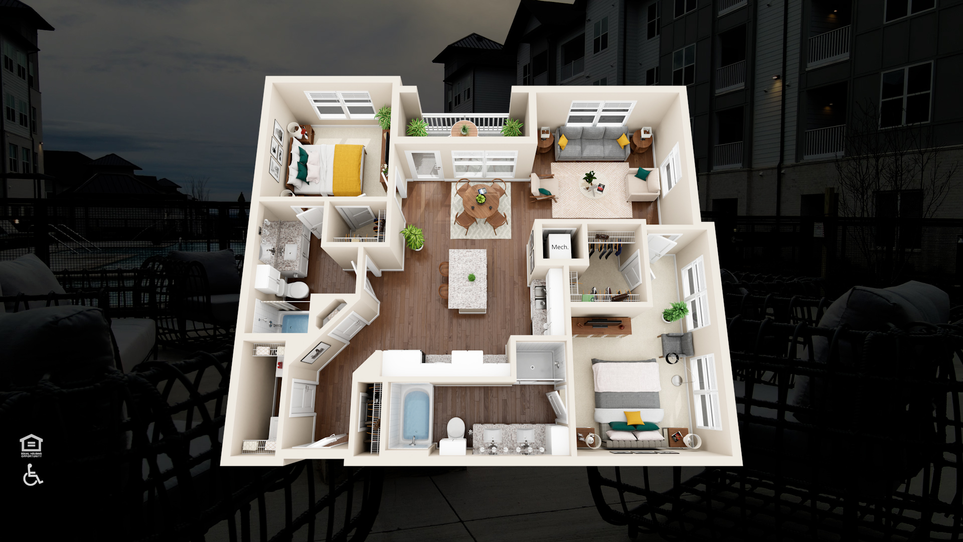3D Graphic of Perspective Floor Plan Layout 