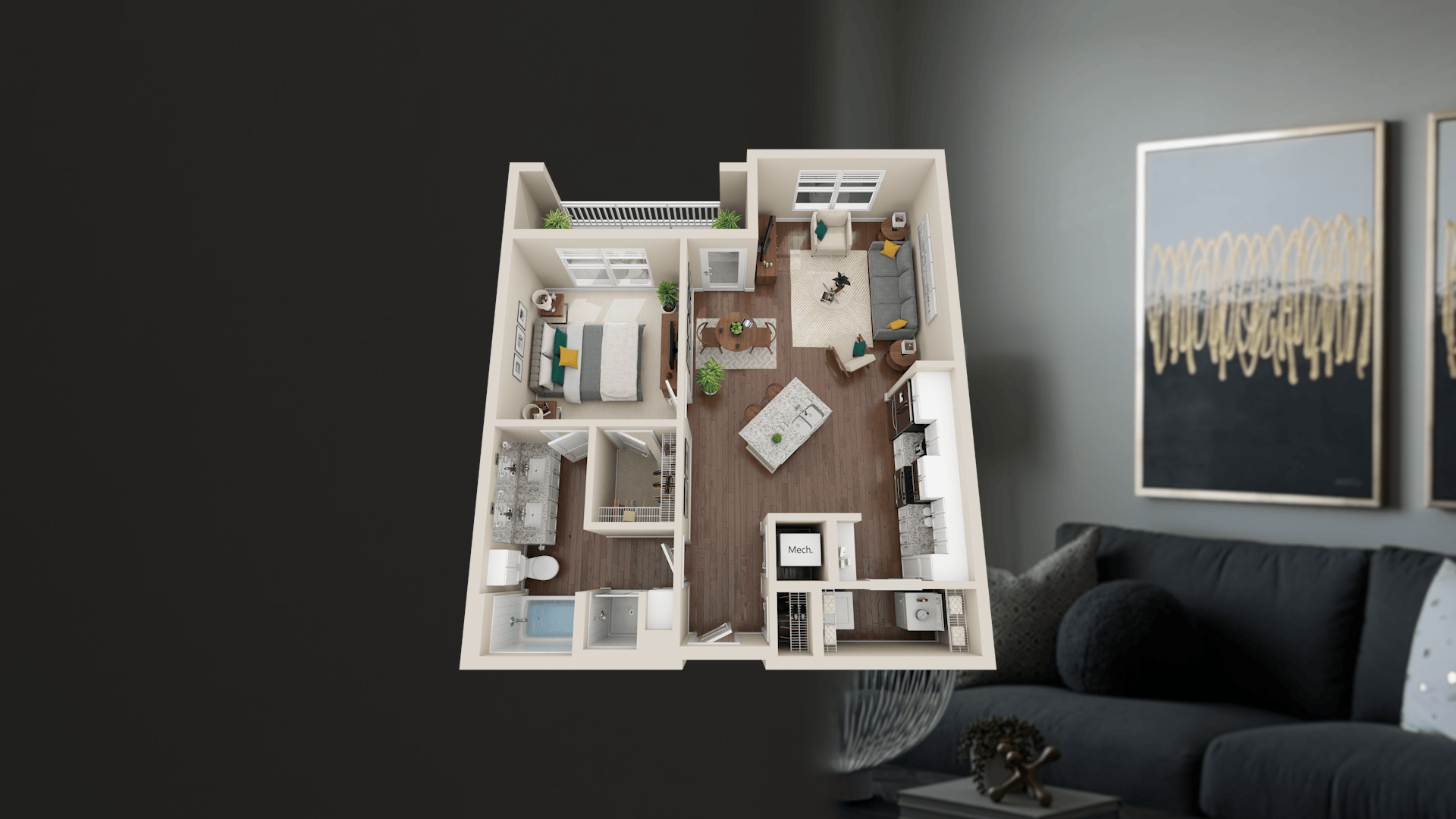 Floor Plan View of SCENE 1B/1B Apartment Home in Nashville, TN