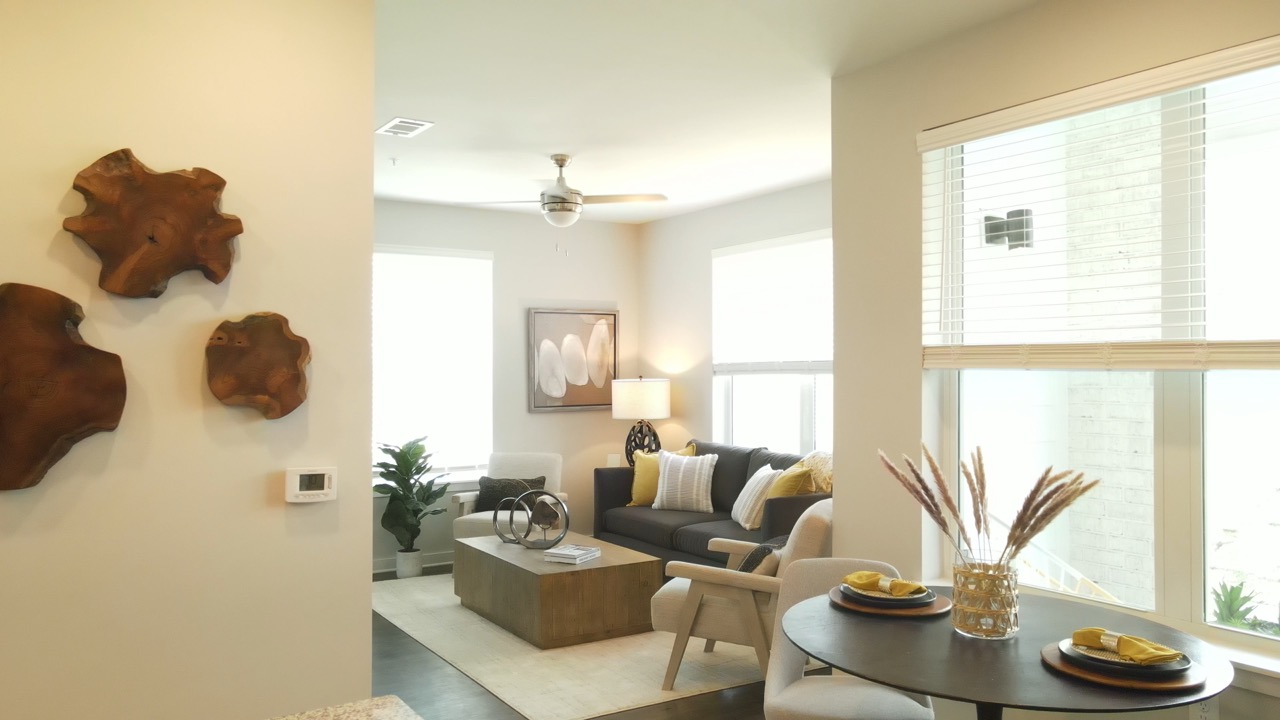 Bright Spaces Bright open concept living space in 2 bedroom apartment home at the Ravelle in Nashville, Tennessee