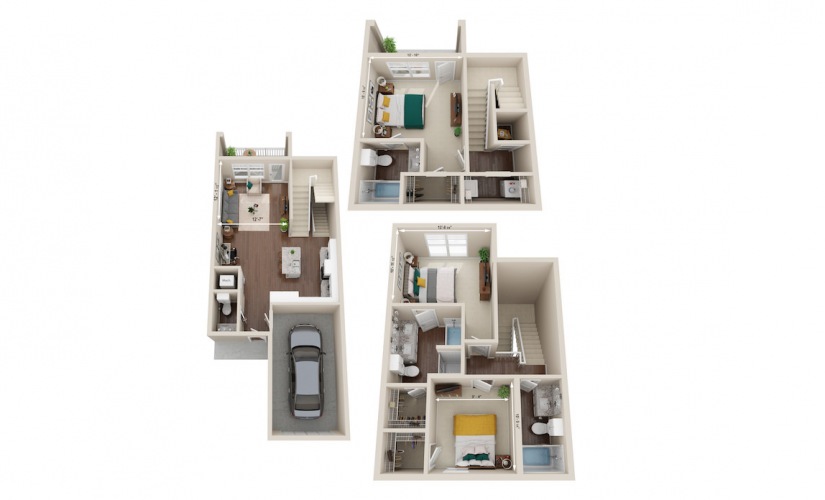 Elevate - 3 bedroom floorplan layout with 3.5 bathrooms and 1833 square feet