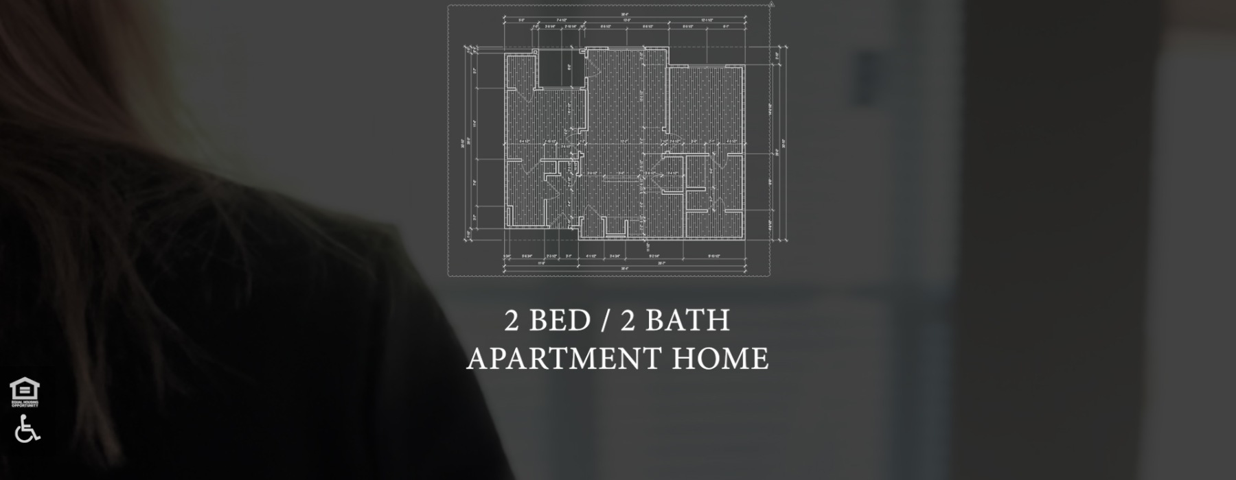 Architectural plans of 2 Bed / 2 bath apartment home at the Ravelle in Nashville, TN