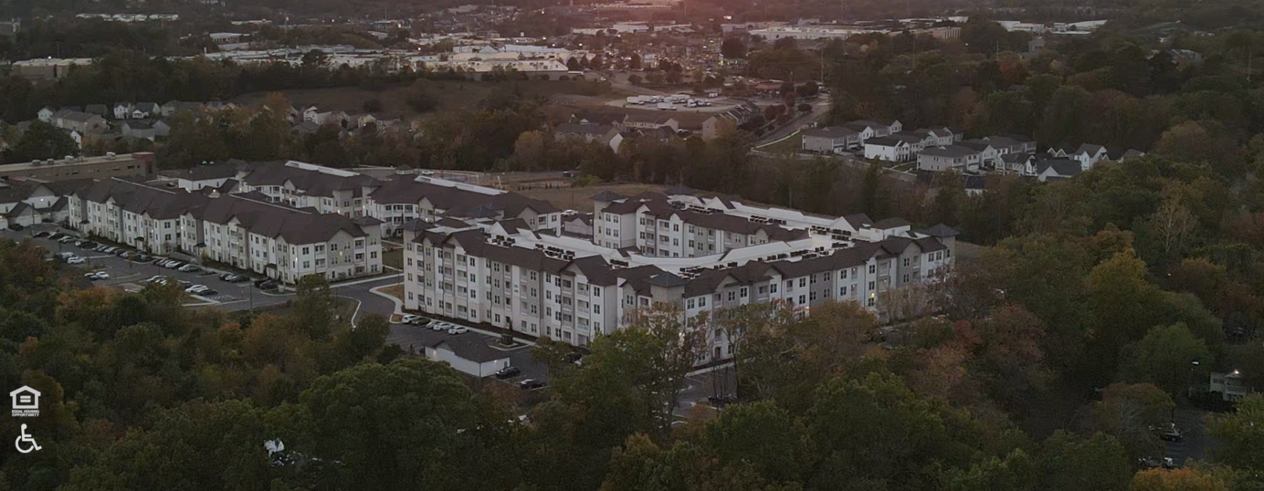 Drone Shot of Ravelle Apartment Community in the Southeast Nashville Neighborhood of Antioch, TN