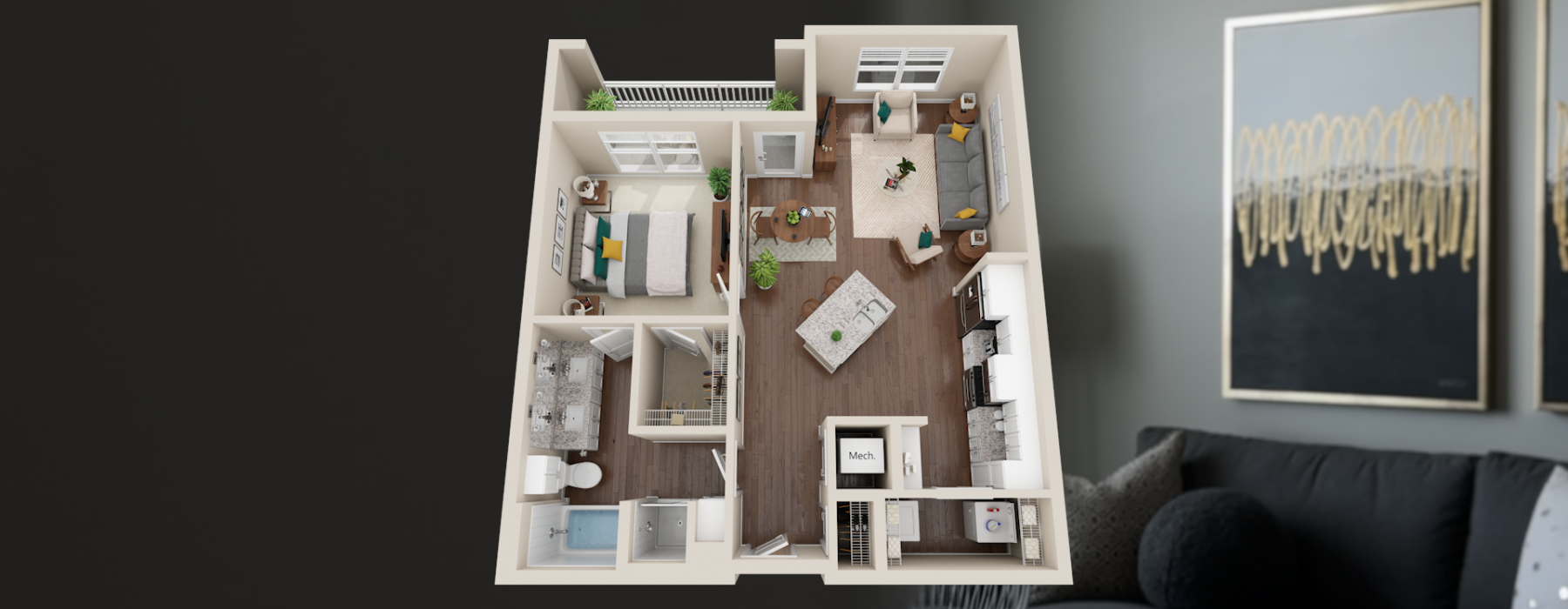 Floor Plan View of SCENE 1B/1B Apartment Home in Nashville, TN