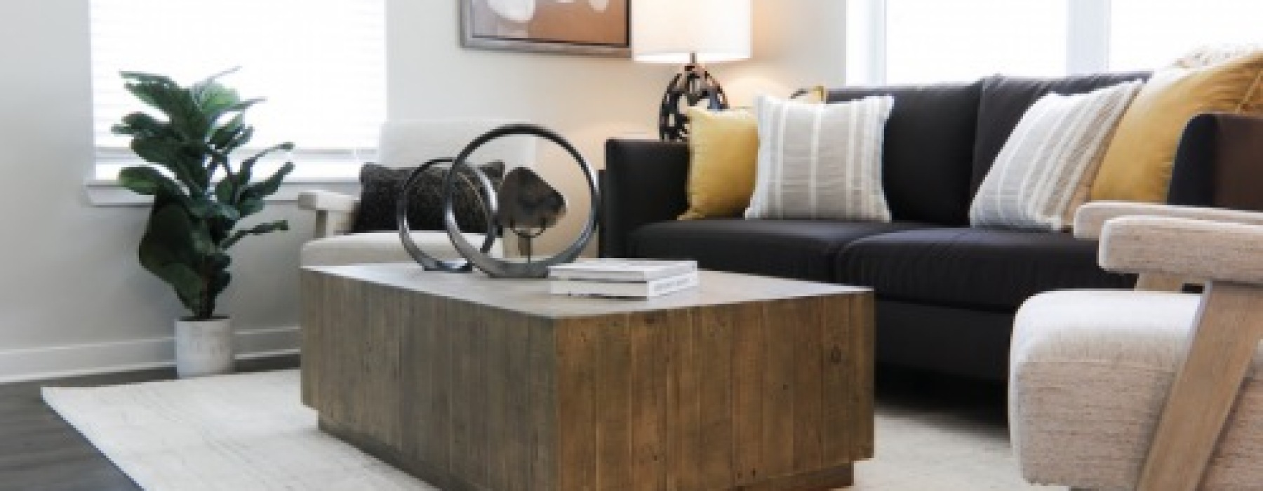 Furnished Living Area of 2B/2B Perspective Floor Plan