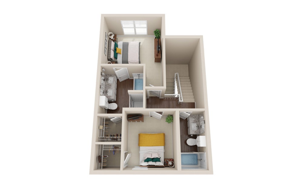Elevate - 3 bedroom floorplan layout with 3.5 baths and 1833 square feet. (Floor 3)